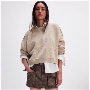 Free People Cream Cowl Neck Sweater